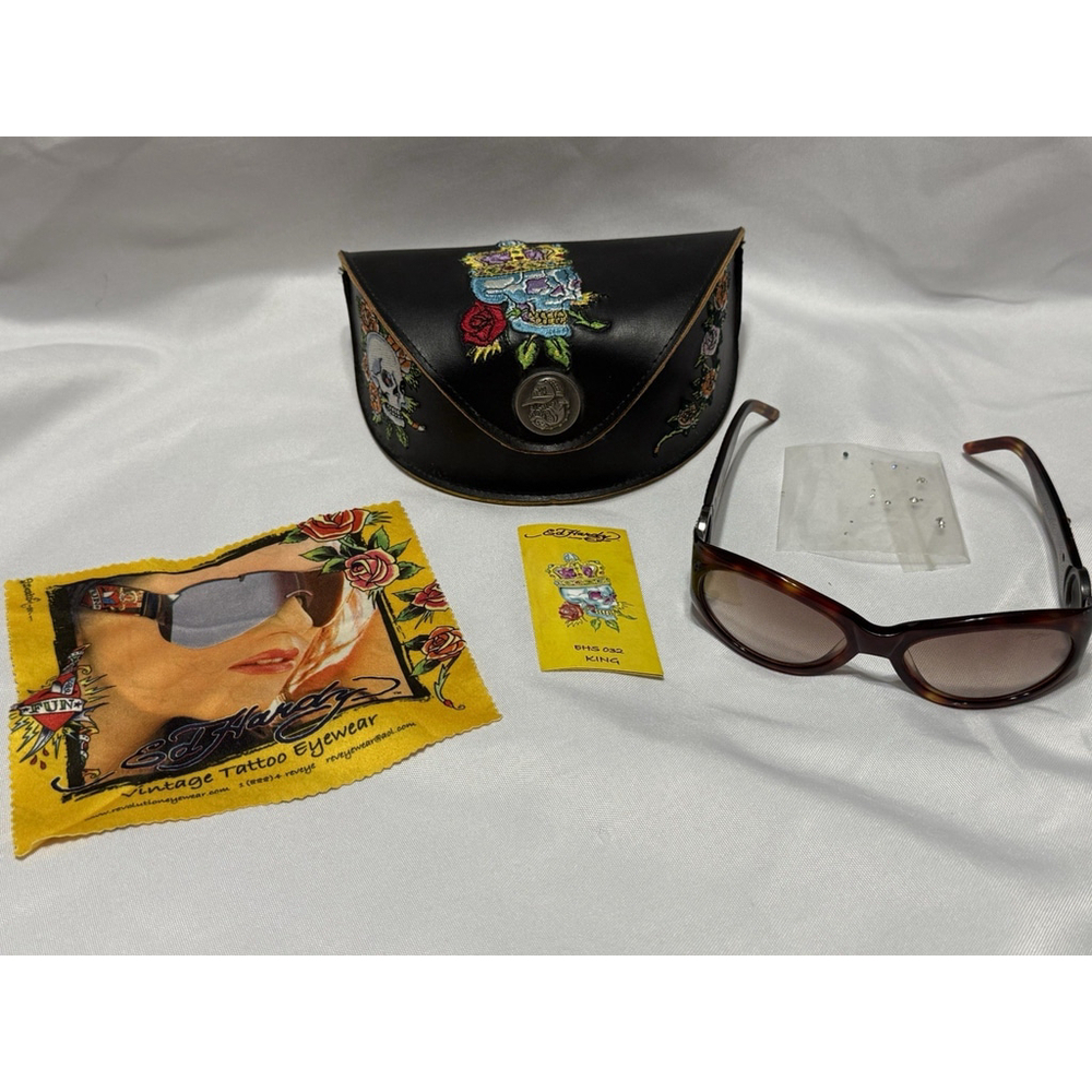 ED HARDY Sunglasses Tattoo Eyewear Womens w/Case EHS-032 Tortoise Frame